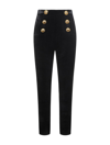 BALMAIN HW 6BTN SHORT-HAIR VELVET SKINNY PANTS