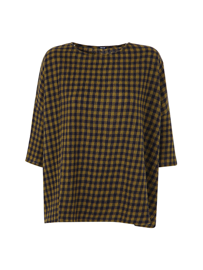 A Punto B Crew Neck Checked Shirt In Indago Military
