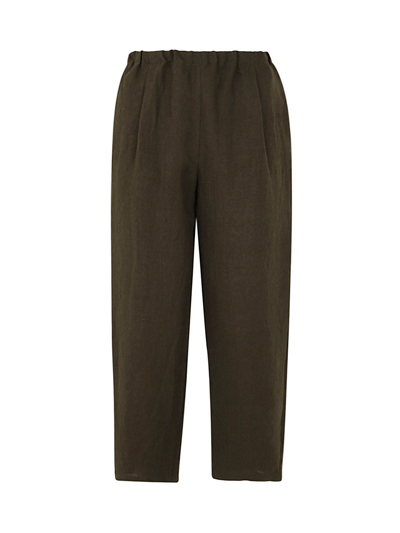 A Punto B Wool And Linen Elastic Slim Trousers In Military