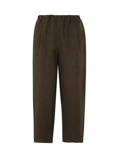 Apuntob Wool And Linen Elastic Slim Trousers In Dark