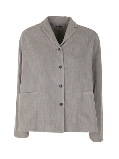 A Punto B Velvet Ribbed Short Jacket With Revers Neck In Ecru