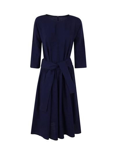A Punto B Crew Neck Long Sleeves Dress In Blueberry