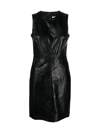 Michael Michael Kors Fitted Faux Leather Dress In Black