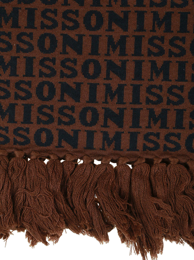 Missoni Logo Intarsia Fringed Scarf In Multicolor