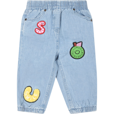 Stella Mccartney Light-blue Jeans For Babykids With Patches