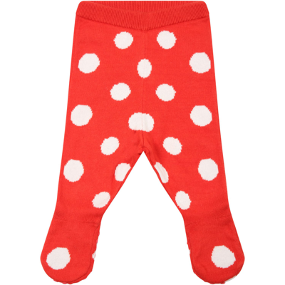 Stella Mccartney Babies' Knitted Mushroom Dot Print Footed Leggings In Red