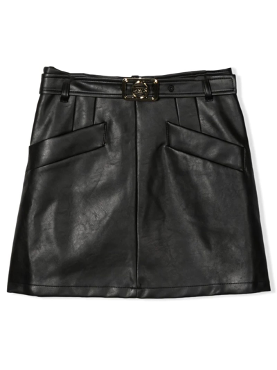 Lanvin Kids' Black Polyurethane Skirt In Nero