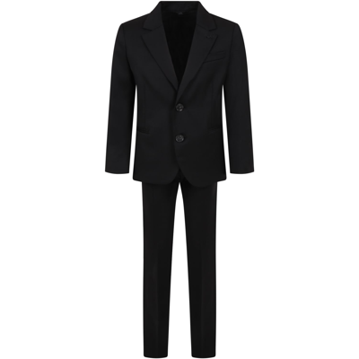 Armani Collezioni Kids' Black Suit For Boy