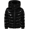 Moncler Black Bady Jacket For Kids With Logo Patch In Black