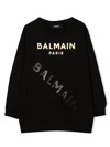 BALMAIN BLACK COTTON SWEATSHIRT