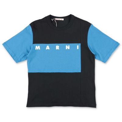 Marni Kids' Logo-print Panelled T-shirt In Color Blocking