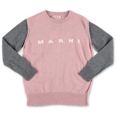 Marni Kids'  Pullover Rosa In Maglia Di Misto Lana In Pink