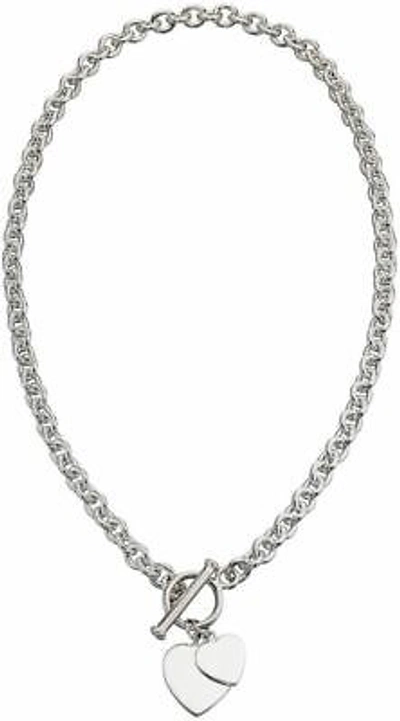 Pre-owned Elements Silver Beginnings Womens Heart Charm Toggle Necklace - Silver