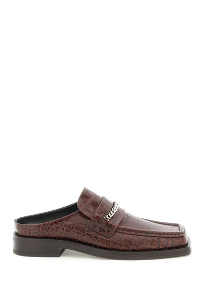 Martine Rose Croco-embossed Leather Loafers Mules In Brown