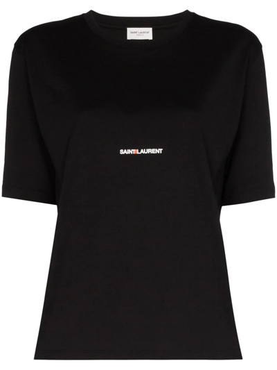 Saint Laurent Oversized Logo-print Cotton-jersey T-shirt In Black