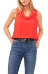 Vince Camuto Cowl Neck Sleeveless Blouse In Blaze Orange