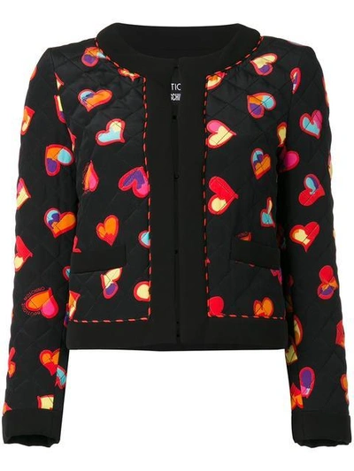 Boutique Moschino Hearts Print Open Jacket In Black