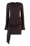 Blumarine Brown Draped Bow Minidress In Brown