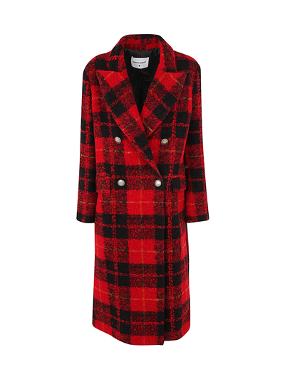 Front Street 8 Double Breasted Casentino Coat In Red Black