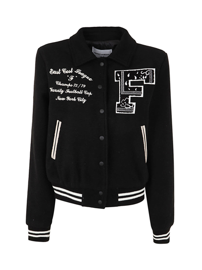 Front Street 8 Varsity Bomber Jacket In Black