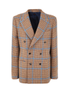 Mp Massimo Piombo Check-pattern Double-breasted Blazer In Beige Light Blue