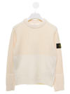 STONE ISLAND JUNIOR SWEATER WITH APPLICATION IN MIXED WOOL IVORY KIDS STONE ISLAND KIDS