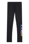 YOUNG VERSACE LOGO PRINT COTTON LEGGINGS