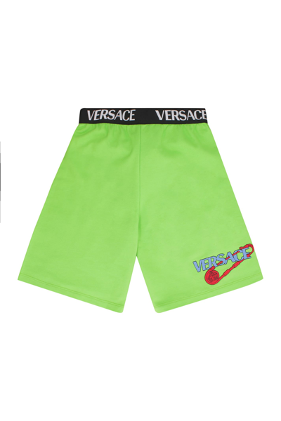 Young Versace Kids' Cotton Shorts In Green