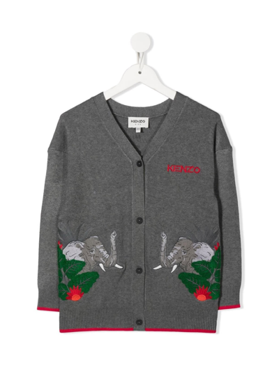 Marni Kids' Jungle Kiosk D2 Knitted Cardigan In Grey Marl Grey