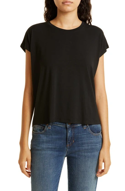 Eileen Fisher Crewneck Boxy Stretch Jersey T-shirt In Black