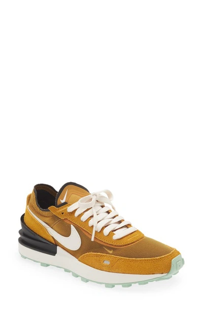 Nike Waffle One Sneaker In Gold/ Phantom/ Black