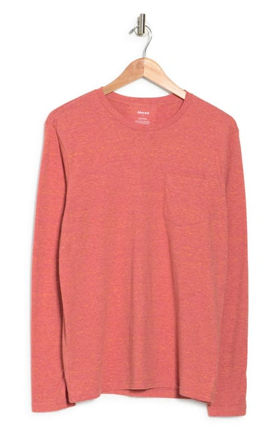 Abound Cotton Blend Crewneck Long Sleeve T-shirt In Red Reverse Chill Heather