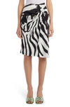 Bottega Veneta Zebra Stripe Knot Front Parachute Skirt In Black/ White