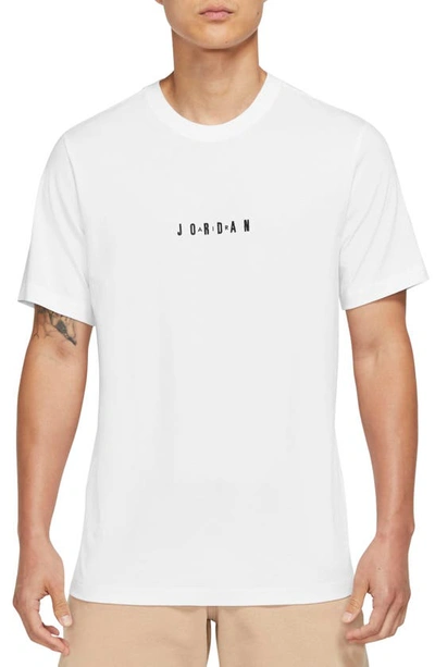 Nike Jordan Embroidered Crewneck T-shirt In White/ Black/ Black