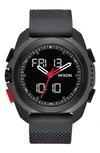Nixon Ripley Ana-digi Silicone Strap Watch, 47mm In Black/ Black/ Red/ Grey