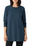 Eileen Fisher Drop-shoulder Crewneck Terry Tunic In Deep Adriatic