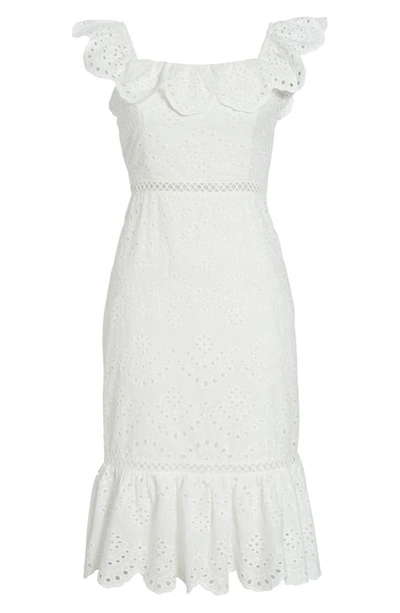 Sam Edelman Sam Edleman Ruffle Eyelet Dress In White