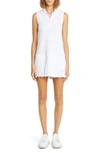 THOM BROWNE PLEATED HIGH-LOW COTTON POLO DRESS