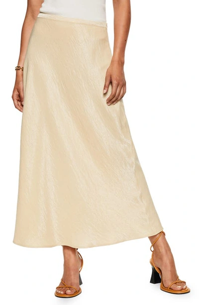 Mango Textured Satin Maxi Skirt In Beige