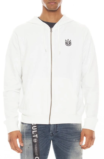 Cult Of Individuality French Full Zip Hooded Rock N Roll Sweatshirt In Vintage Cream