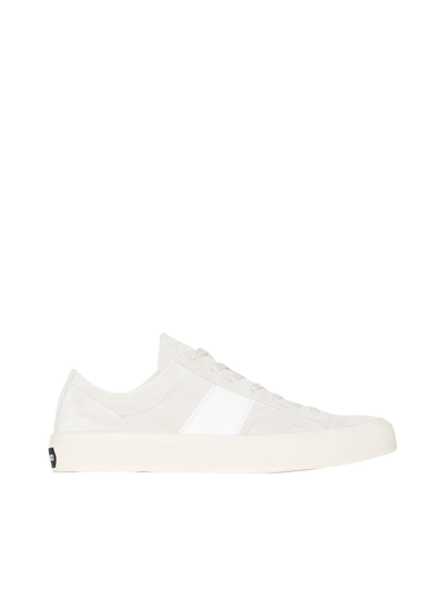 Tom Ford Cambridge Leather Low Top Sneakers In White