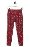 Z By Zella High Waist Side Pocket Daily Leggings In Burgundy Port Fete Floral