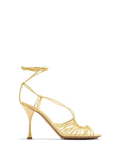 Bottega Veneta Yellow Lagoon Dot Heeled Sandals In Beige