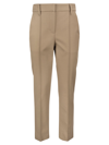 Brunello Cucinelli High-waisted Cotton Trousers In Taupe