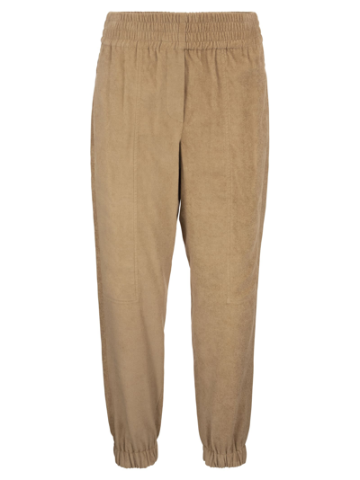 Brunello Cucinelli Sporty Trousers With Elastic In Chestnut