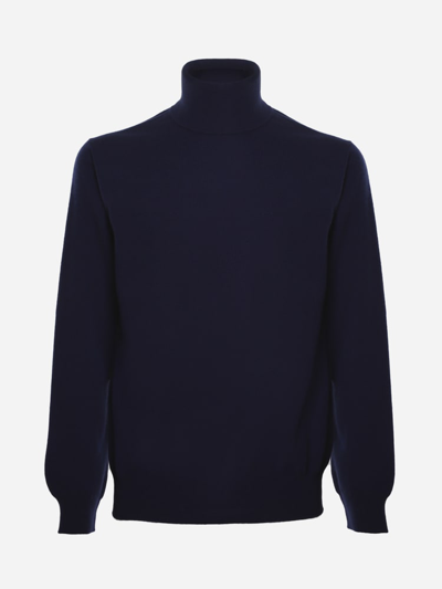 Loro Piana Featherweight Cashmere Turtleneck Sweater In British Blue