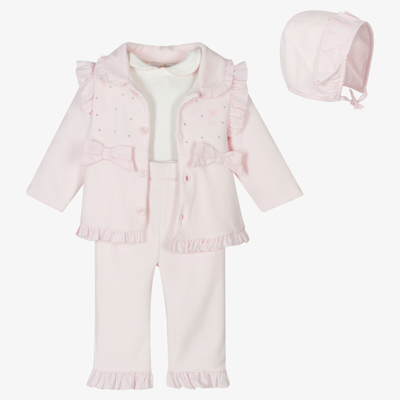 Caramelo Babies' Girls Pink Cotton Trouser Set
