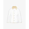 Bottega Veneta Contrast-collar Patch-pocket Denim-shearling Jacket In White Birch