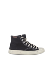 Acne Studios Ballow Tumbled Distressed Canvas Hi-top Sneakers In Black/off White