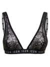 Dsquared2 D-squared2 Woman's Black Lace Bra With  Logo Print In Black